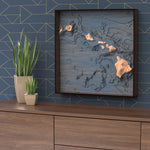 hawaii topographic wood map styled