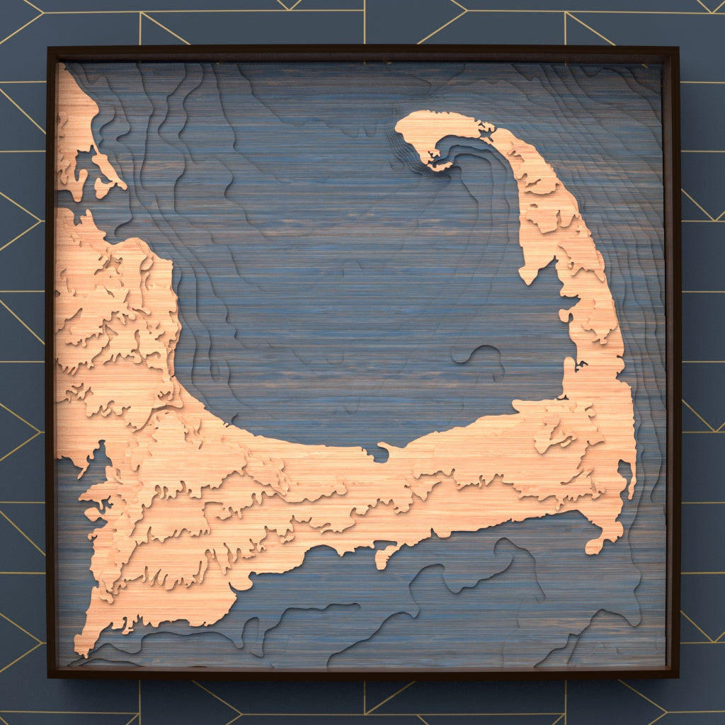 cape cod topographic wood map full