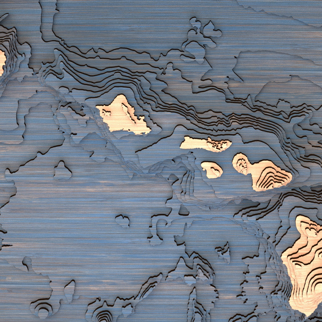 hawaii topographic wood map closeup