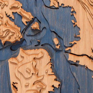 san francisco bay custom topographic map closeup