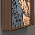 vancouver island topographic wood map frame rail detail