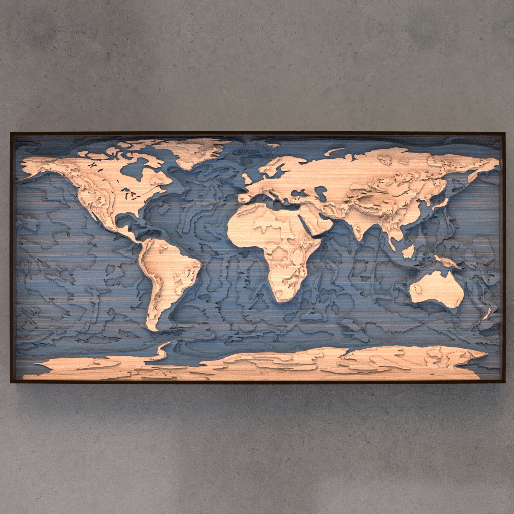 world topographic wood map full